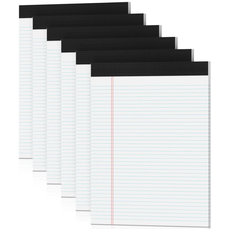 PINJINGPRO White Legal Pads 8.5 x 11 Writing Note Pads 9/32'' College Ruled & Double-Sided Printing - 30 Sheets Premium Thick Paper - 38 Lines Perforated Notepads 8.5 x 11'' 6 Pack for Office, Homework - Image 1